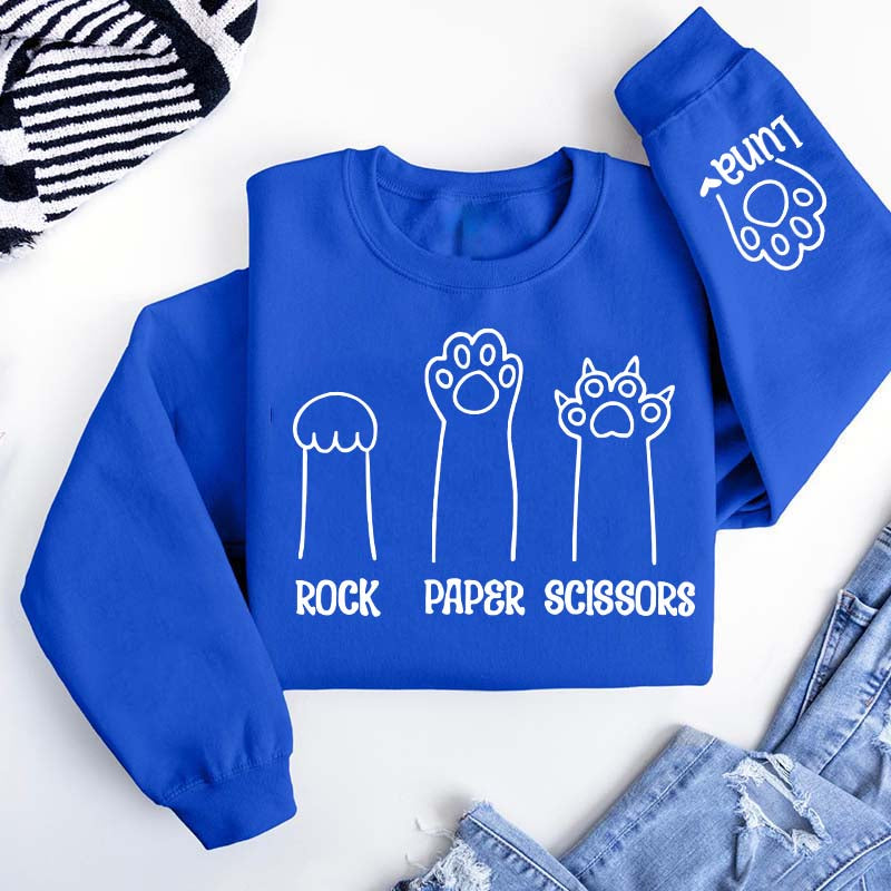 Custom Rock Paper Scissors Cat Paw Sweatshirt