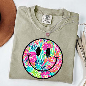 Comfort Colors Smiley Face Beach Vibes T-Shirt