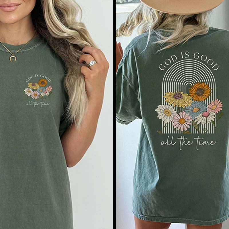 God is Good All the Time Vintage Floral T-Shirt