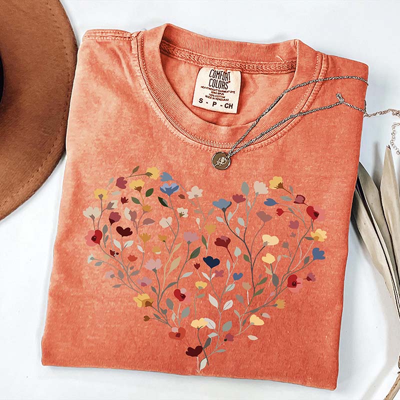 Floral Love Graphic Heart T-Shirt