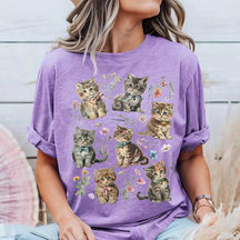 Comfort Colors Retro Kitten Cat Flowers T-Shirt