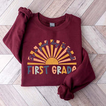 Retro First Grade Teacher Sweatshirt