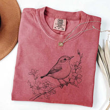 Botanical Bird Graphic T-Shirt