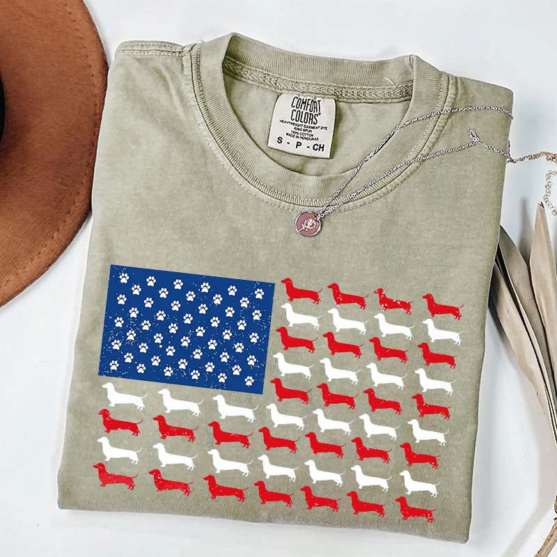 Dachshund American Flag T-Shirt