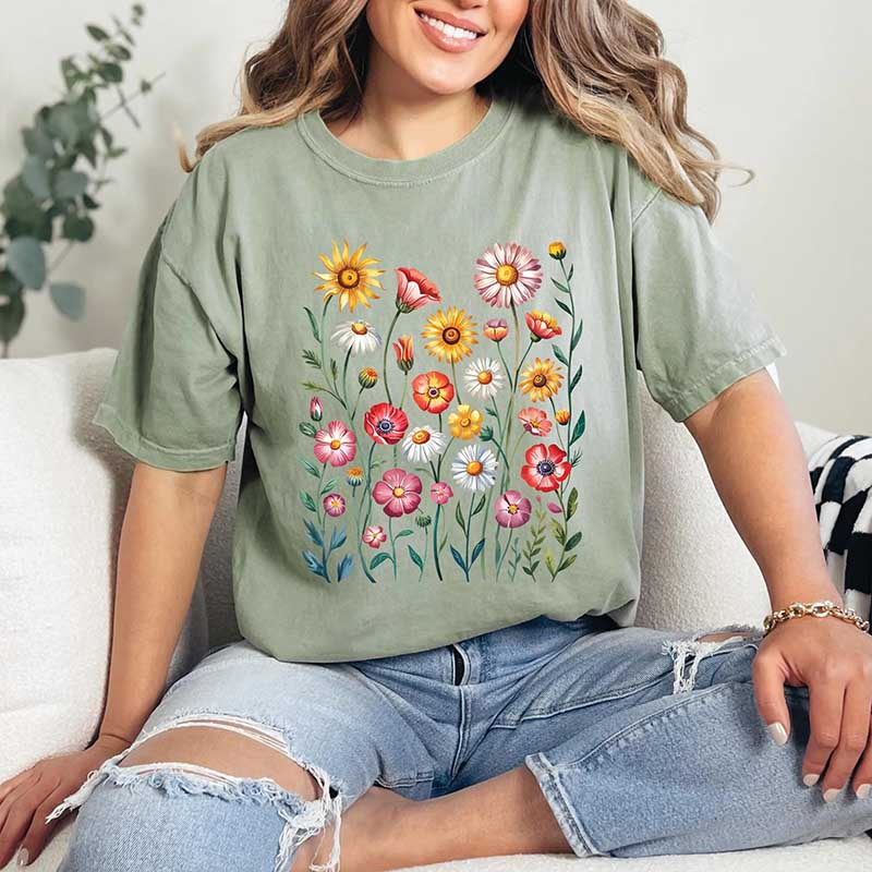 Summer Flower Print Nature Floral T-Shirt