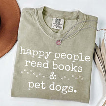 Happy People Read Books Pet Dogs T-Shirt
