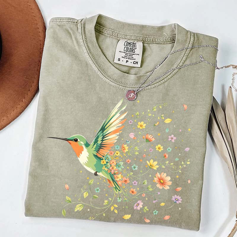 Hummingbird Wildflower Botanical Nature T-Shirt