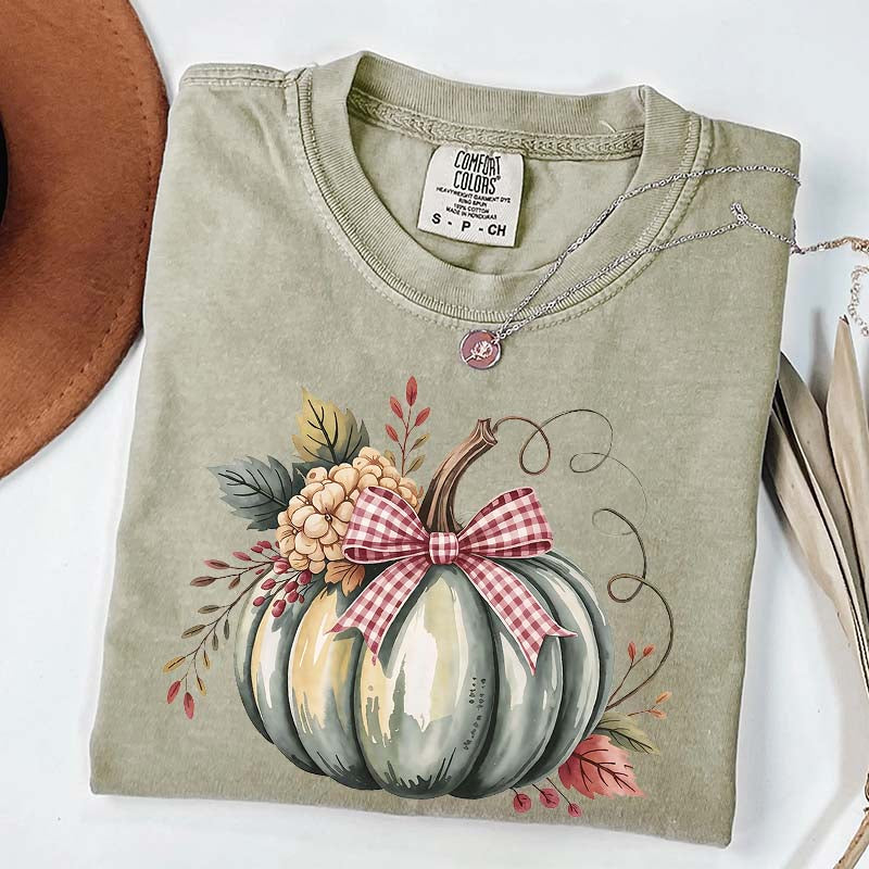 Watercolor Pumpkin Womens Halloween T-Shirt