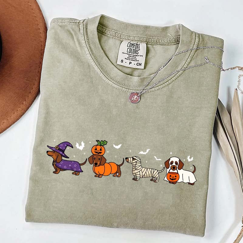 Dachshund Cute Ghost Dogs Halloween T-Shirt