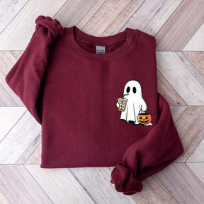 Cute Ghost Drinking Iced Coffee Sweatshirt