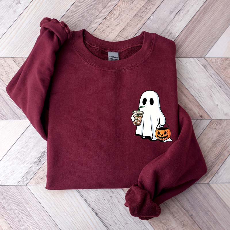Cute Ghost Drinking Iced Coffee Sweatshirt