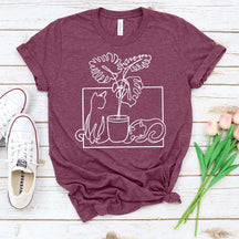 Minimalist Cat Plant T-Shirt