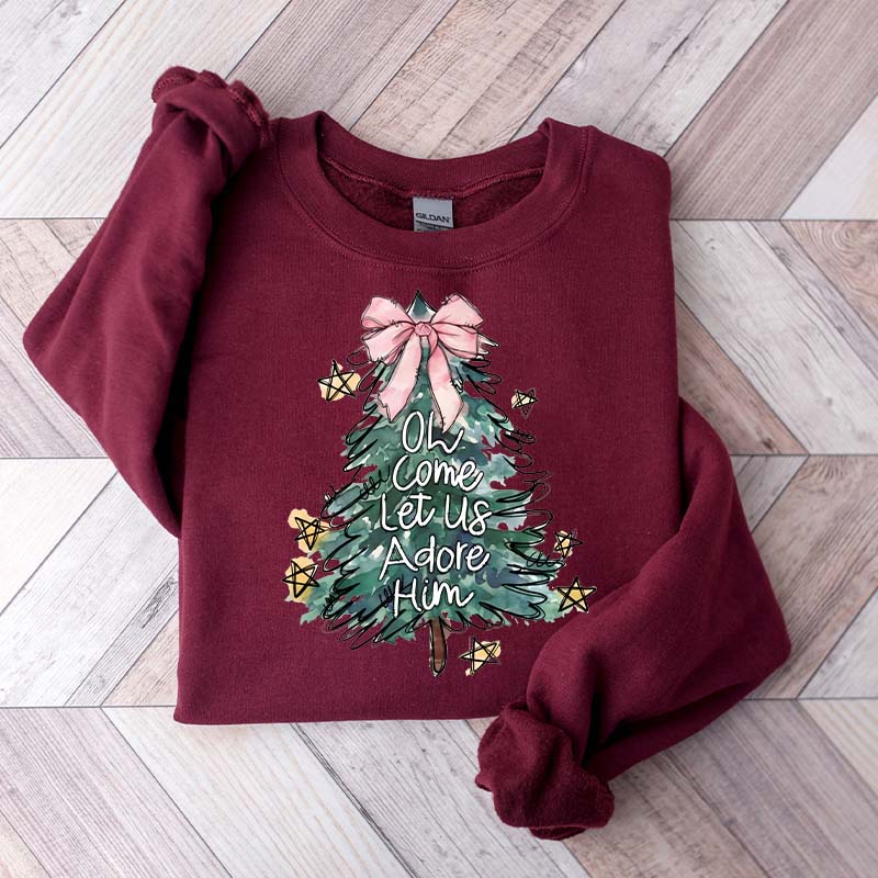 Oh Come Let Us Adore Him Jesus Holiday Christmas Sweatshirt