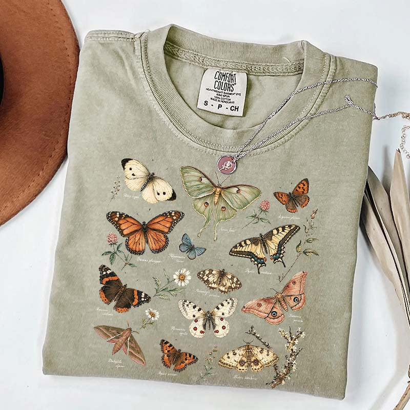 Vintage Butterfly Botanical Chart Moth T-Shirt