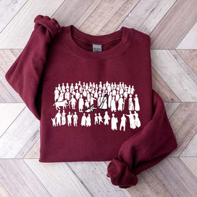 Woman Touches Religous Sweatshirt
