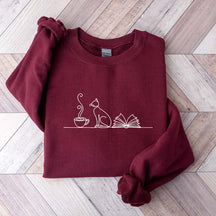 Coffee Cats And Books Lover Sweatshirt