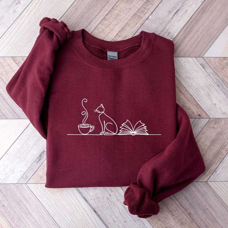 Coffee Cats And Books Lover Sweatshirt