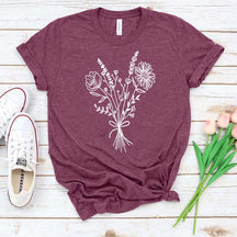 Retro Minimalist Flower Bouquet T-Shirt