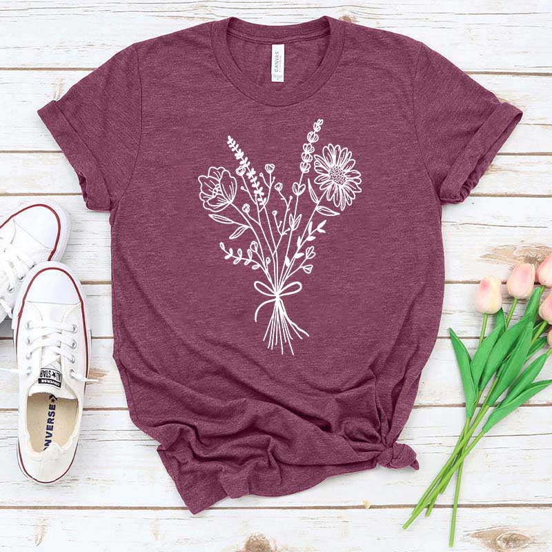 Retro Minimalist Flower Bouquet T-Shirt