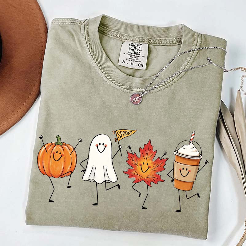 Happy Fall Doodle Smiling Spooky T-Shirt