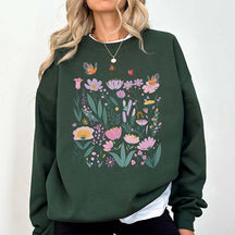 Vintage Pressed Light Pink Flowers Sweatshirt