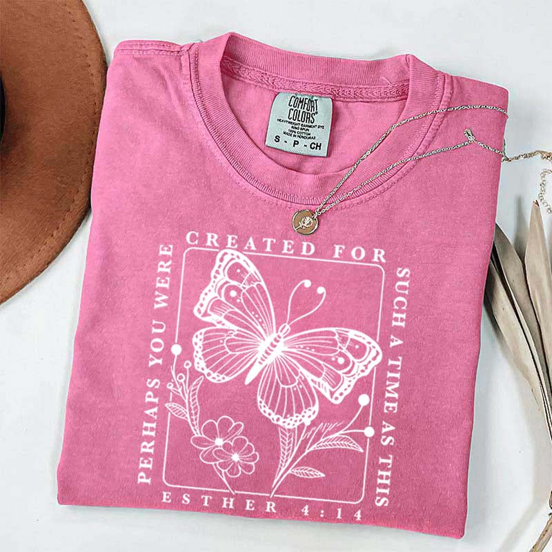 Bible Verse Esther 4:14 Butterfly Floral T-Shirt