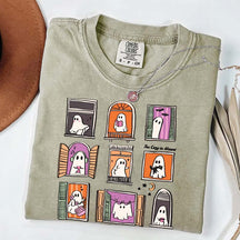 Too Cozy To Haunt Ghost Window T-Shirt