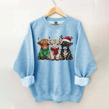 Rustic Highland Cows Christmas Sweatshirt