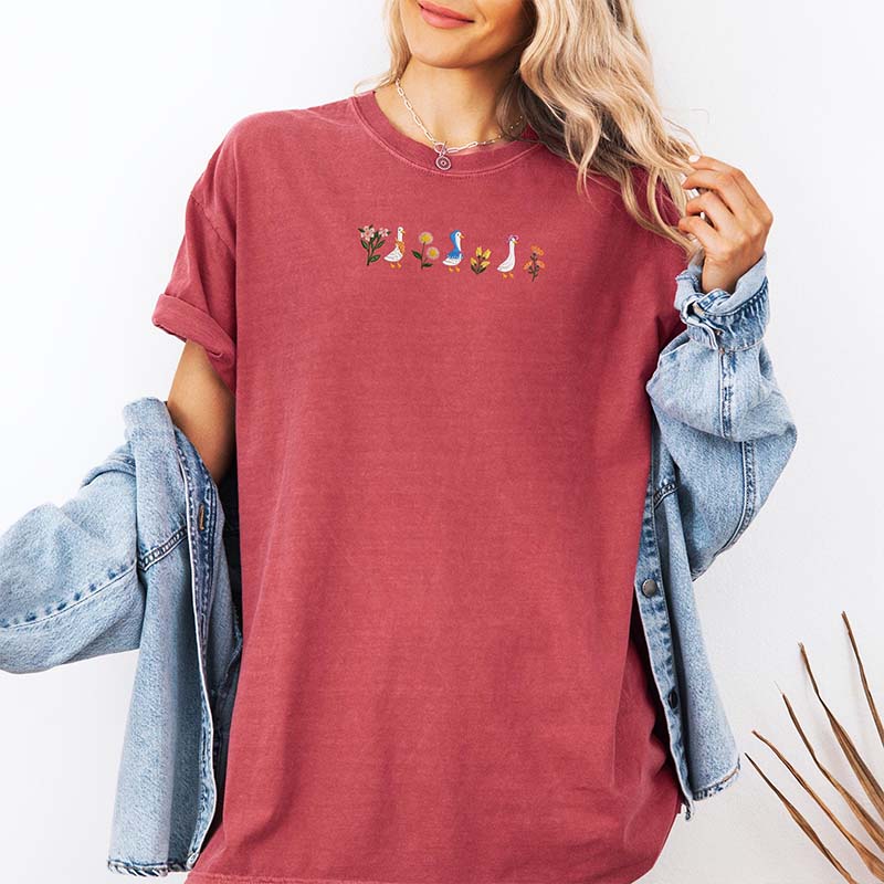 Funny Silly Goose Foral T-Shirt