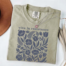 Vive La Resistance Floral Pattern Resist T-Shirt