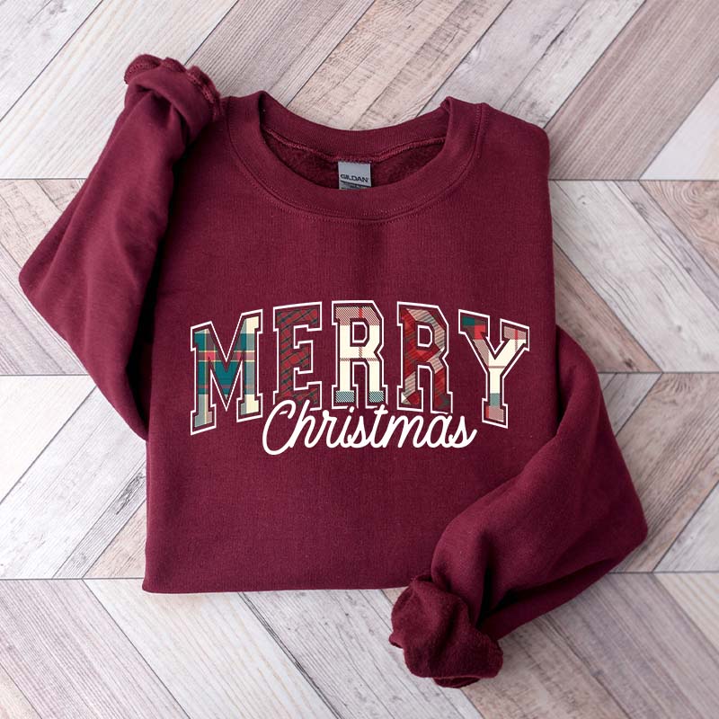 Tartan Plaid Pattern Merry Christmas Sweatshirt
