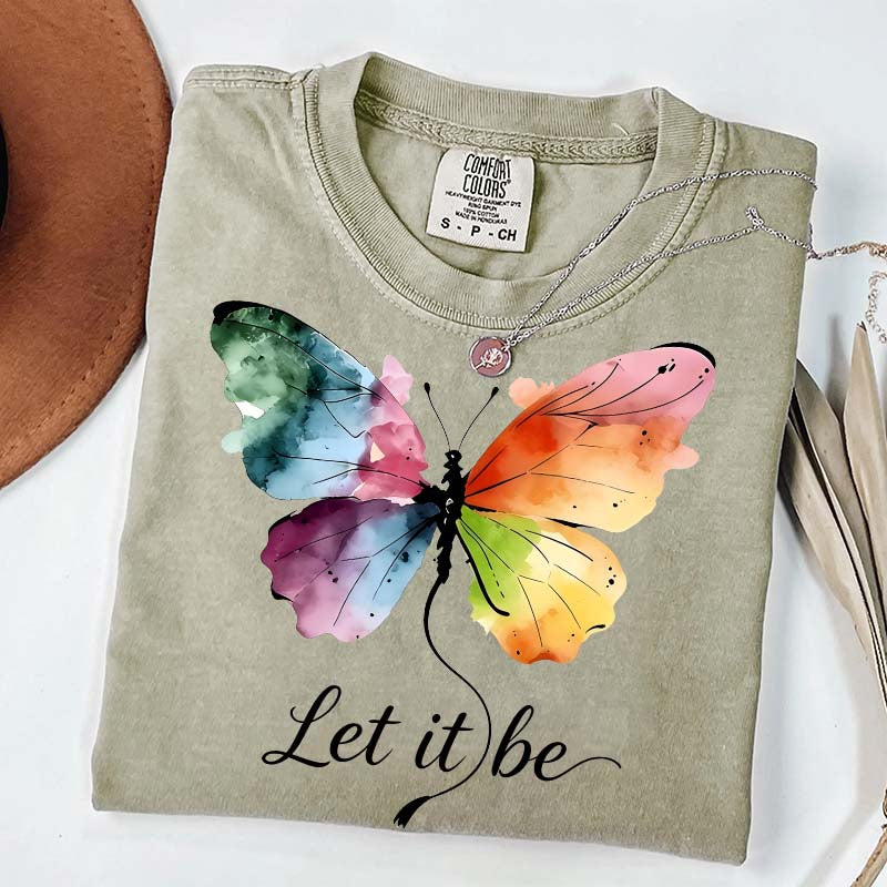 Let It Be Rainbow Butterfly Women T-Shirt