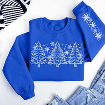 Christmas Snow Trees With Sleeve Sweatshirt