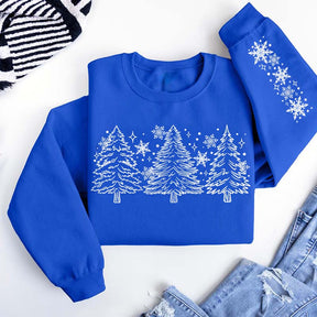 Christmas Snow Trees With Sleeve Sweatshirt