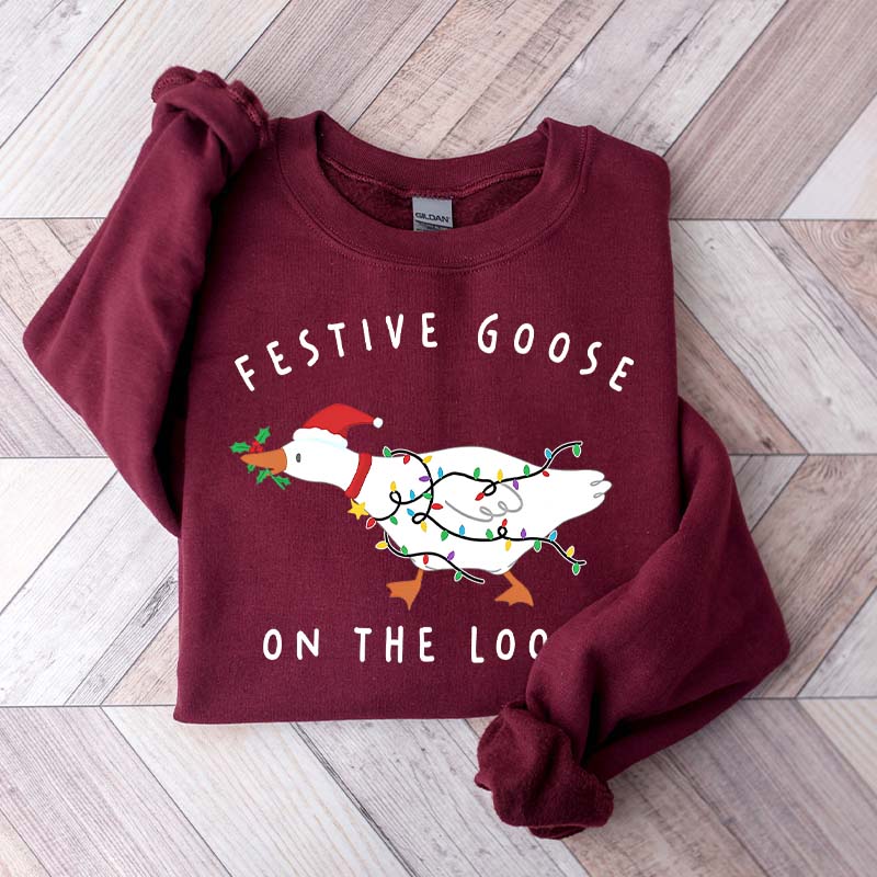 Xmas Duck Festive Goose On The Loose Sweatshirt
