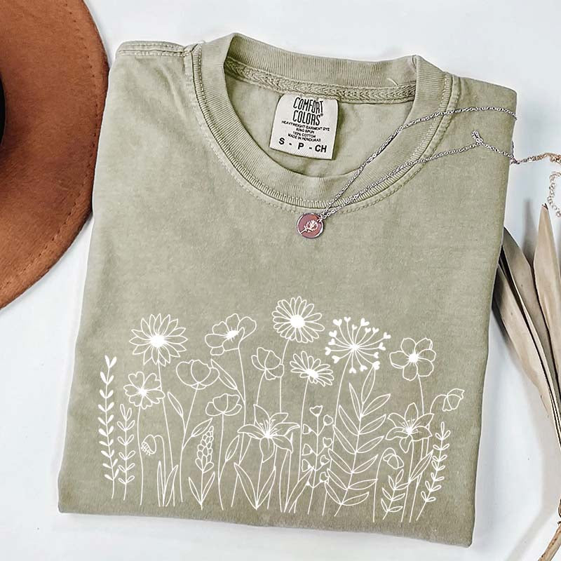 Wild Flower Minimalist Floral T-Shirt