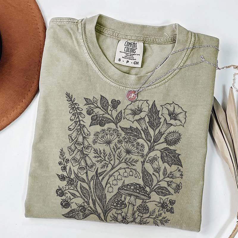 Retro Poisonous Plants Dark Academia Botanical T-Shirt
