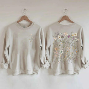 Sweat-shirt Vintage Fleurs Pressées