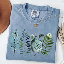 Teal and Green Leaves T-Shirt