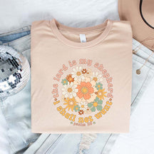 Boho Retro Floral Psalm 23 Faith T-Shirt