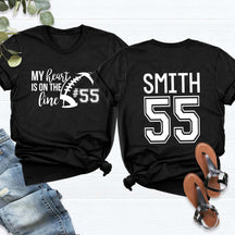 Custom Heart On The Line Football T-Shirt