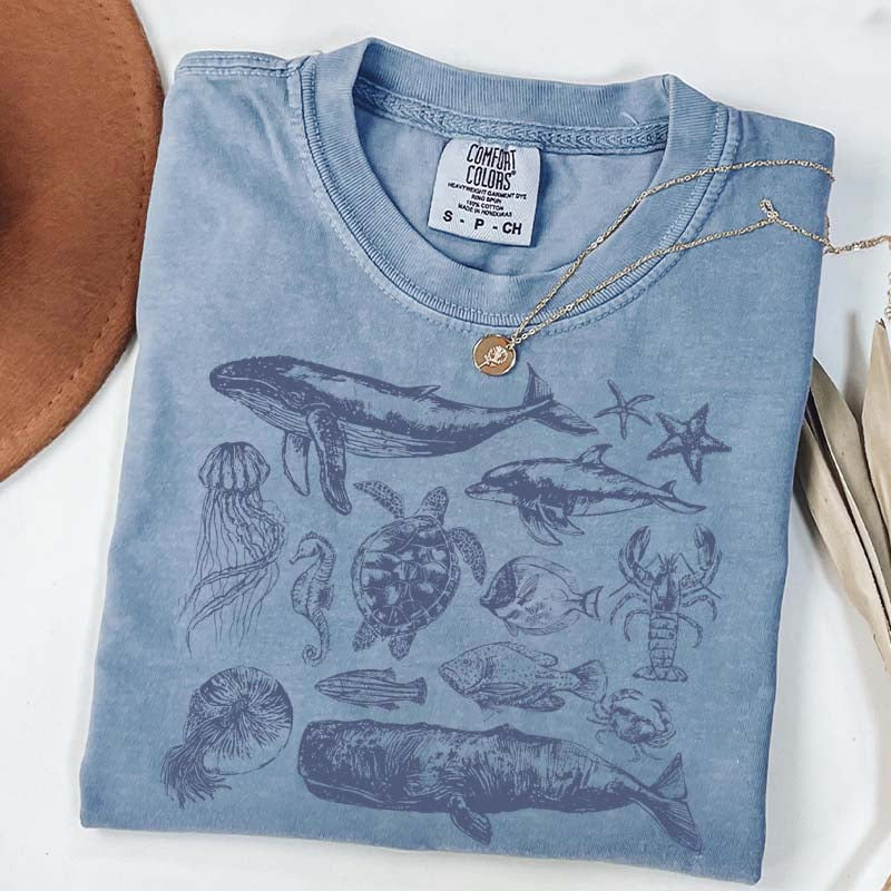 Vintage 90s Sea Animals Ocean Life T-Shirt