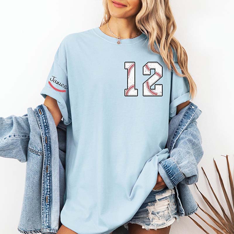 Custom Cute Baseball Number and Name T-Shirt