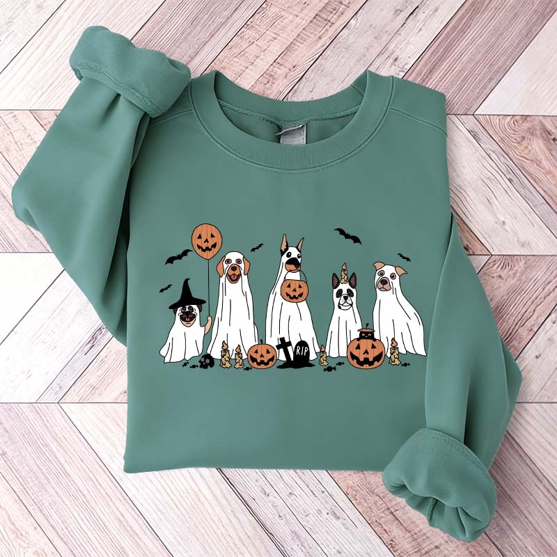 Retro Spooky Season Dog Ghost Sweatshirt