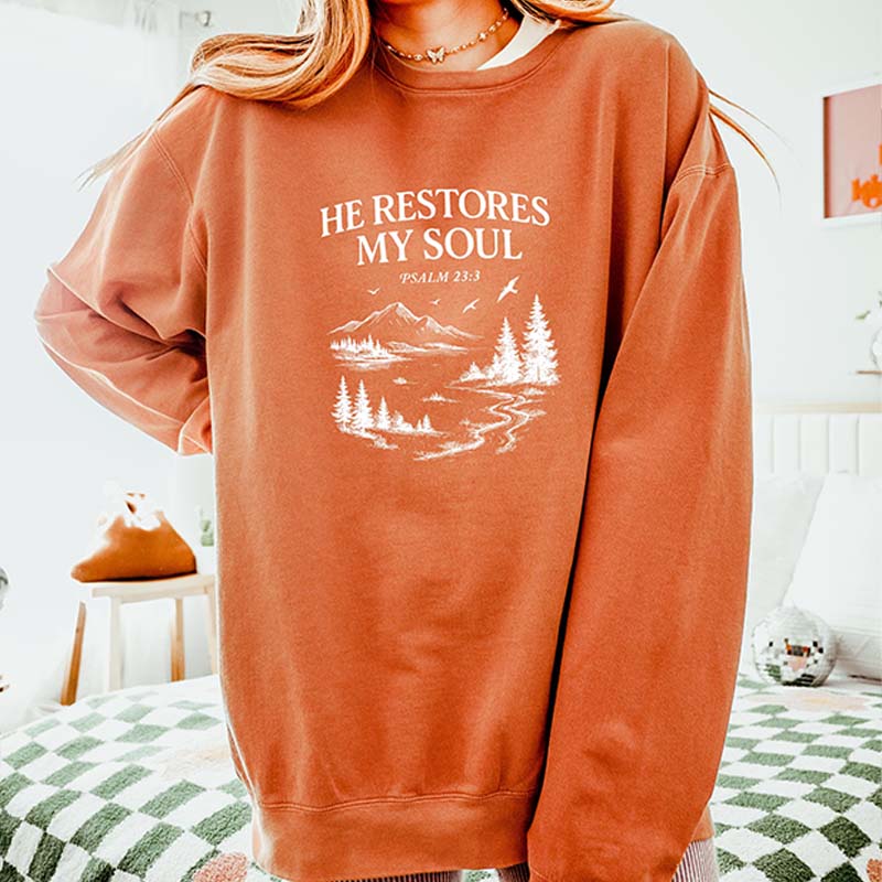 He Restores My Soul Psalm Midweight Vintage Sweatshirt