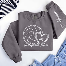 Personalized Volleyball Mom Name On Sleeve Sweatshirt