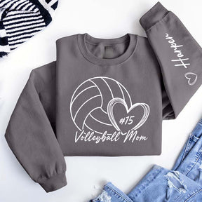 Personalized Volleyball Mom Name On Sleeve Sweatshirt