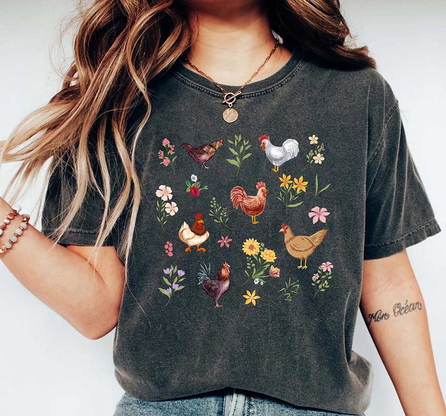 Wildflower Chicken Lover Farm Girl T-Shirt