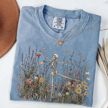 Skeleton Dancing Arabesque Wildflower Botanical Floral T-Shirt