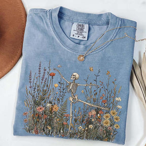 Skeleton Dancing Arabesque Wildflower Botanical Floral T-Shirt